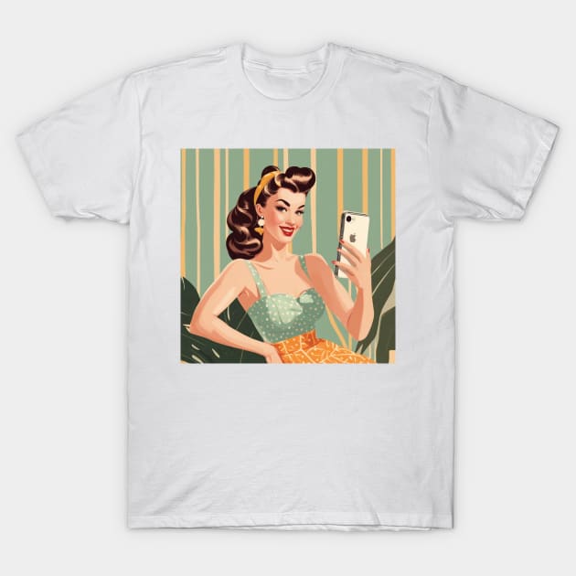 Retro Selfie Vintage Vixen Art Pin Up Girl T-Shirt by di-age7